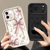 Soft TPU Phone Case For iPhone 17 Pro 15 16 Pro Max 14 13 Pro Max 16e 17e Shockproof Pink Bow Pattern Silicone Protect Cover