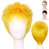 CaseEden Cosplay Wig, Full Wig, Heat Resistant, Short Hair, Blonde, Gold, Yellow, WIG4456