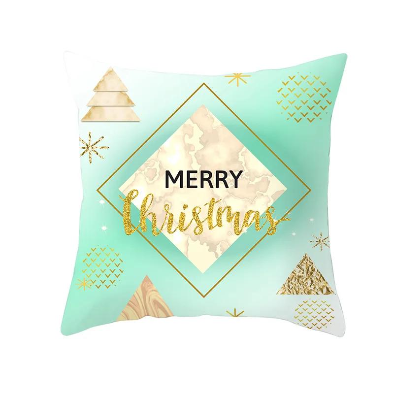 2022 Happy New Year Home Party Decor Cushion Cover Christmas Blue Snowflake Cartoon Printed Pillow Cover Xmas Pillowcase 45x45cm
