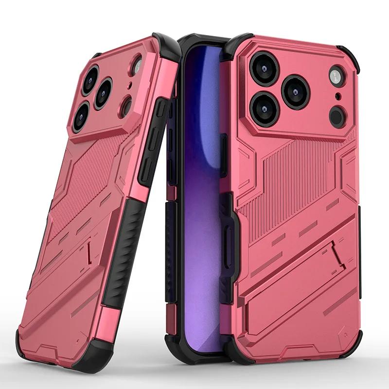 For Iphone 17 Pro Case Iphone 17 16 15 Pro Cover Funda Coque Armor Shockproof Holder Stand Hard PC Back Bumper Iphone 17 Pro Max