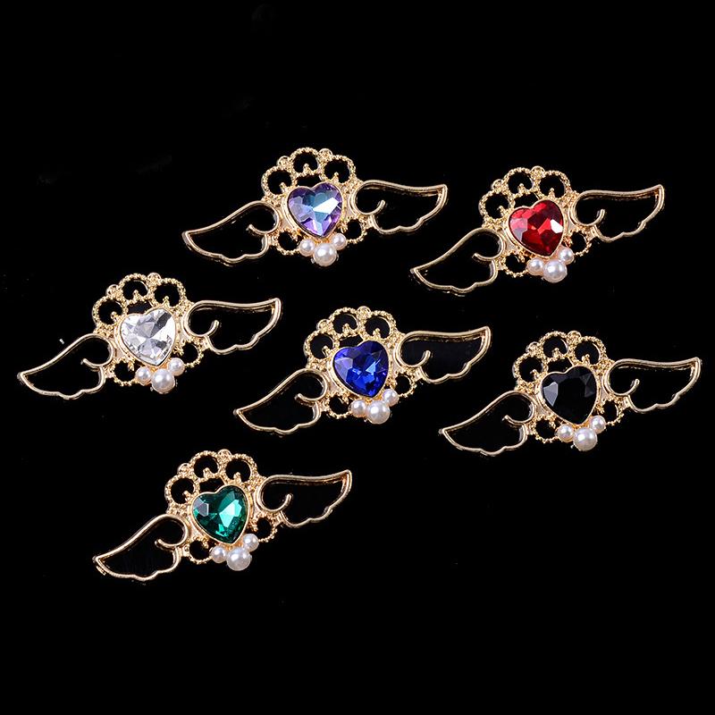 Engood 100Pcs Rhinestones Angel Wings Love Button Sewing Trim Embellishments Craft Wedding Headband DIY Jewelry Necklace Earring