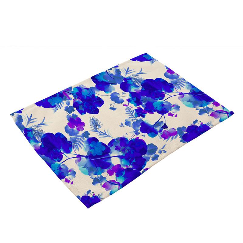 

Blue White Porcelain Placemat Geometric Printed Kitchen Dining Table Mat Coaster Cotton Linen Pads Cup Bowl Coasters 2pcs 30x45cm