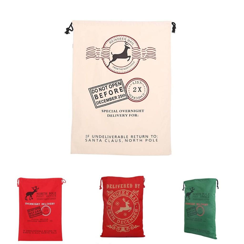 Festive Canvas Gift Bag With Reinforced Drawstring For Holiday Gift Wrap