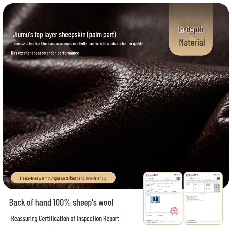 JIUMU Men's Sheepskin Leather Winter Gloves