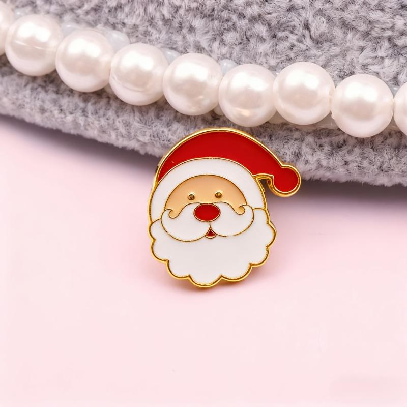 1pc Christmas Santa Glass Enamel Pin | Xmas Gift Brooch for Women | Festive Sweater Decoration, Christmas Brooches Cute brooch