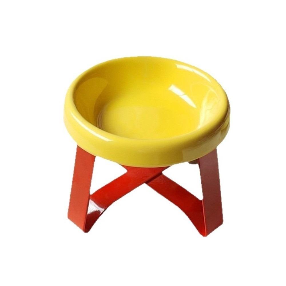 

Anti-knock Neck Protection Bowl Large Diameter High Foot Bowl Pet Food Bowl For Pets Cats Dogs Yellow&Red