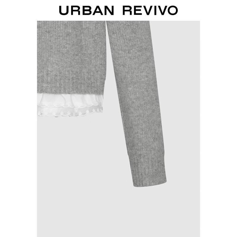 UR 2025 Autumn Faux Two-Piece Short Knit Cardigan