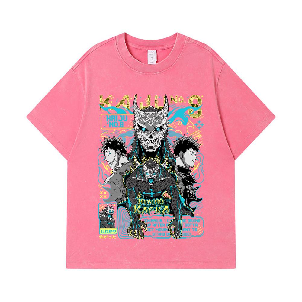 275 GSM Washed T-shirts 100% Cotton Kaiju No 8 V20 Kafka Print Unisex Heavy Cotton T Shirt
