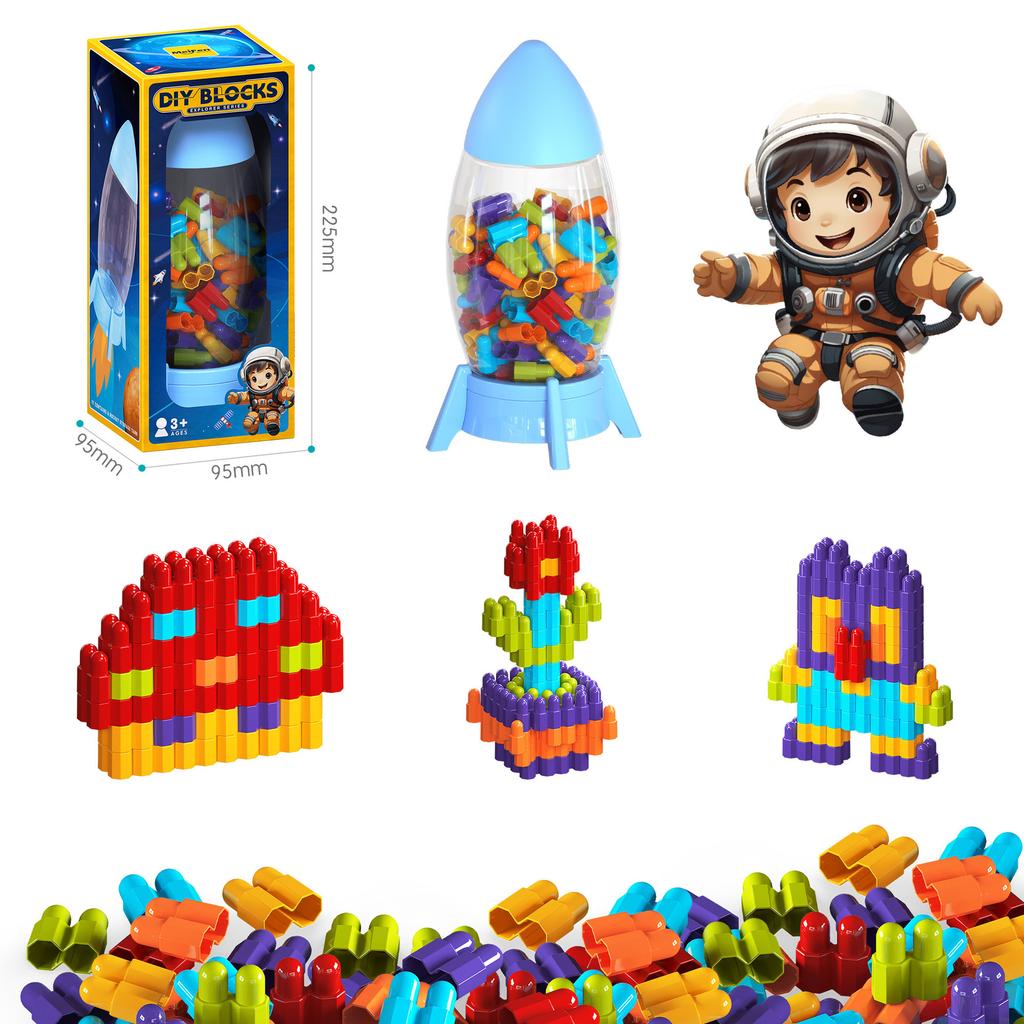 Rainbow Color Rocket Tank Storage And Assembly Building Block Gift Box, Kindergarten Educational Indoor Toys