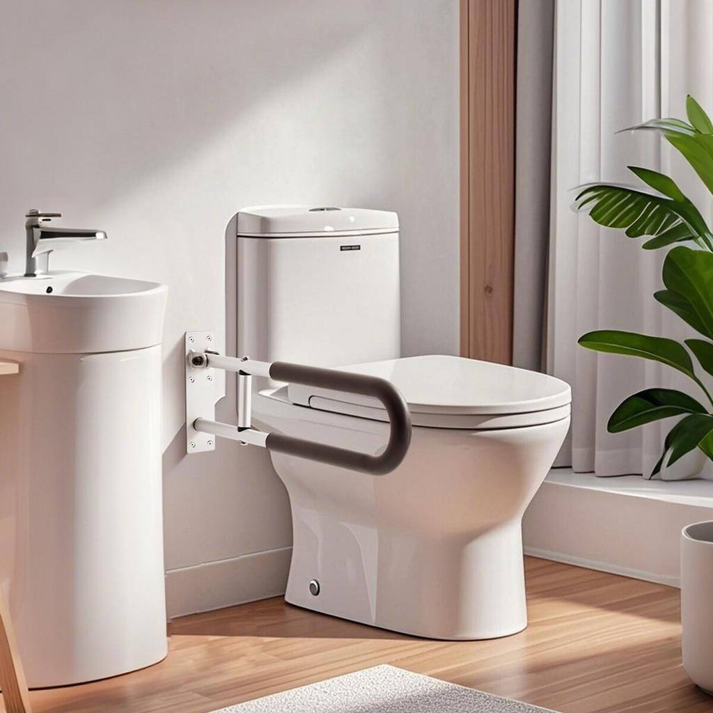 Folding Toilet Safety Rail 23.8 In 300 Lbs Load Capacity Handicap Grab Bar