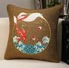 Chinese New Style Fu Character Pillow Case, Wedding Red Lucky Linen Cushion Cover for Sofa Bedroom Decor