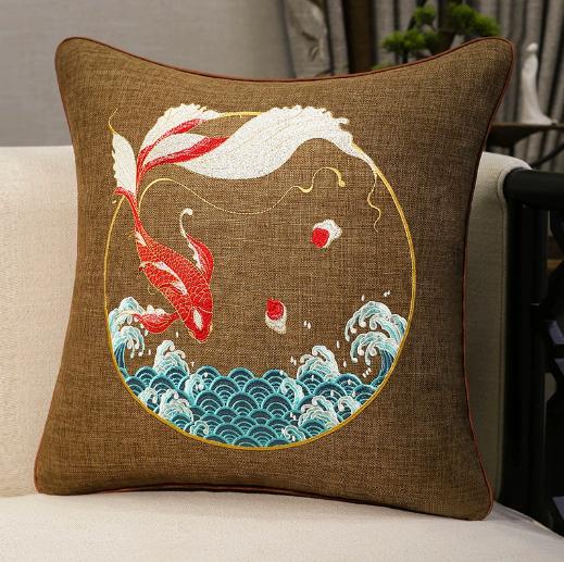Chinese New Style Fu Character Pillow Case, Wedding Red Lucky Linen Cushion Cover for Sofa Bedroom Decor