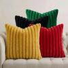 Imitation Rabbit Fur Pillowcase, Soft Plush Vertical Strip Design Throw Pillow Case, Decorative Cushion Cover for Sofa Bed Chair