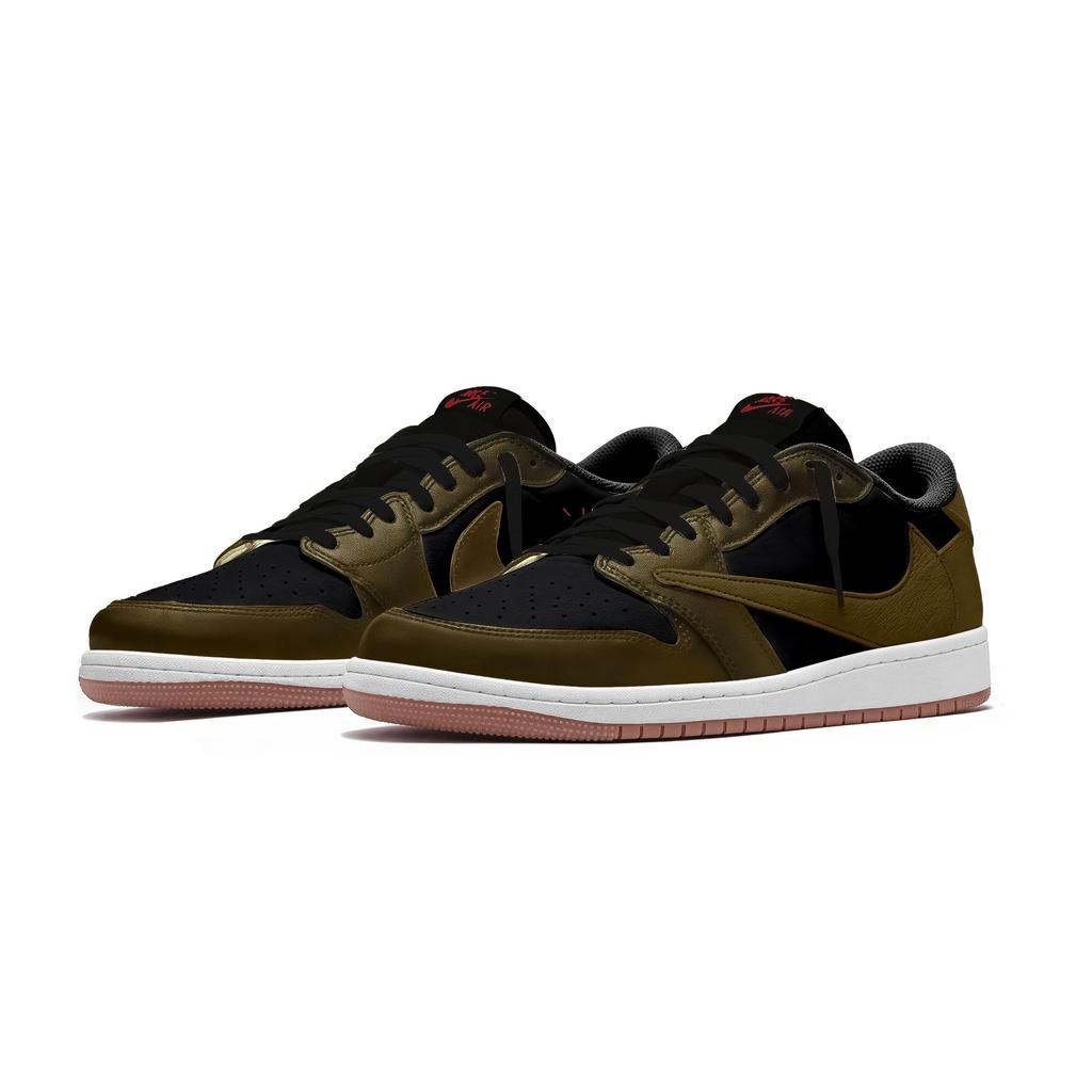 Travis Scott X Jordan Air Jordan 1 Vintage Basketballschuhe Unisex Low Top Schwarz DZ4137-700(Team1142-)