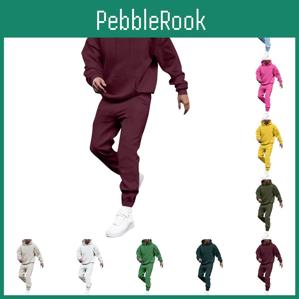 Hooded Solid Mens Color Universal Versatile Hooded Sweatshirt Sweatpants Casual Sports Suit