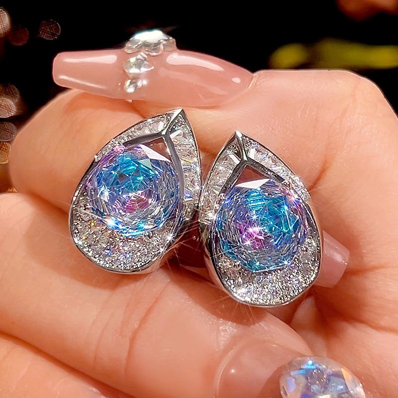 Изделие Ювелирное Медь Основа Золотое Покрытие Имитация Розовой Огранки Цвет Драгон Фрукт Простые Серьги-Пуссеты 10 * 10