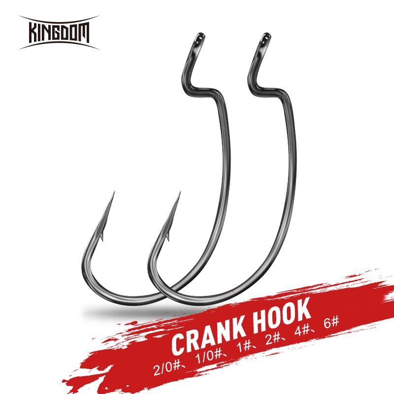 Kingdom Crank Fishhooks High Carbon Steel Wide Super Lock Fishing Hook 2/0# 1/0# 1# 2# 4# 6# Barbed Hooks