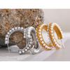 Yhpup Elegant Imitation Pearls Stainless Steel C Shape Geometric Hoop Huggie Earrings Vintage Metal Charm Stylish Jewelry Bijoux