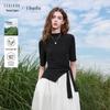 Sancai Damen Asymmetrisches Rollkragen Slim Fit T-Shirt