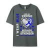I Wear Blue For My Friend Colon Cancer Awareness Casual Fitted Design Tops Tees Oneck Cotton Fabric T Shirts For Unisex