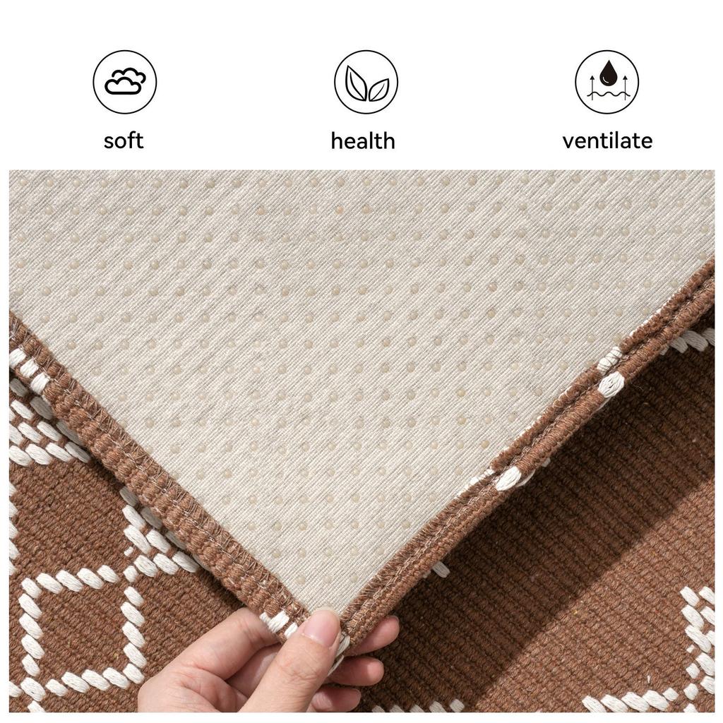 Imitation Linen Woven Pattern Kitchen Floor Mat Polyester Cotton Long Kitchen Mat Anti-Dirty And Anti-Fouling Foot Pad Door Anti-Skid Pad