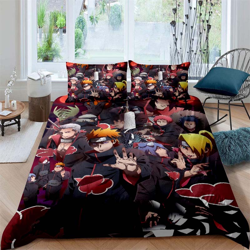NARUTO Shonen Manga Print Bedding Set – Duvet Cover Set – Luxury Gift for Teens, Fits Double/Single Beds