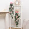 105cm Artificial Flowers Roses Rattan Fake Plants Vine Decoration Wall Hanging Home Decor Arch Accessories Wedding Room Wreath