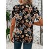 Women's Casual Short Sleeve T-Shirt - Whimsical Sleeping & Birds Floral Print Round Neck Top Spring Summer Fall, Sleeping Clothes Playful Graphic Tee