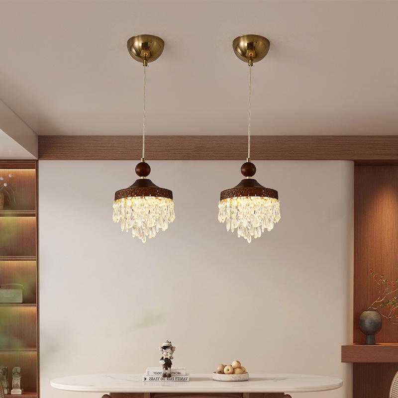 Walnut Retro Chandelier, Eye-Protective Lamp for Chinese Restaurant, Bar, Bedside, or Study.