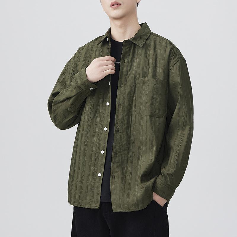 New Spring Japanese Retro Men's Loose Shirt Striped Casual American Shirt Jacket