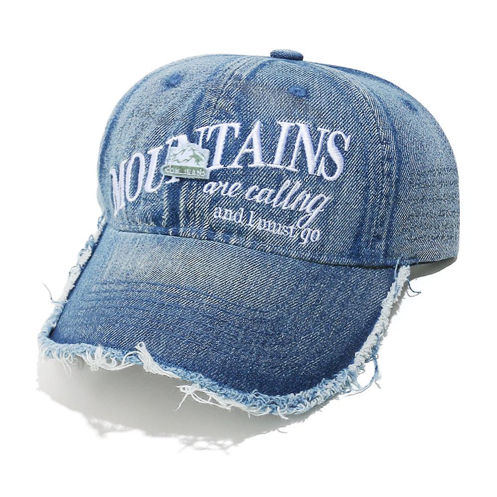Xiyin Temu European and American sun hat mountain peak letter trend cap women's washed denim baseball cap outdoor