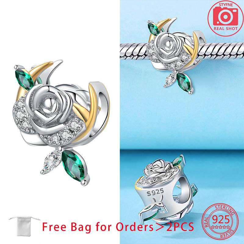 Jubiläen Charm Kupfer Originale Rose Liebesherzen Perle Passt zu Armbändern Halsketten Perlen Schmuck Basteln Schöner Schmuck Geschenke