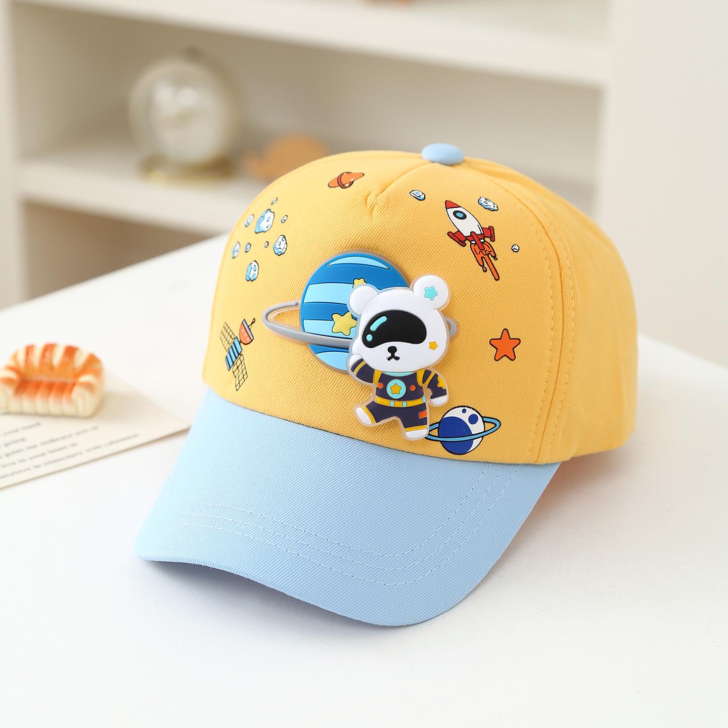 

Детская унисекс кепка-панама Космический медведь - Мультяшная плоская кепка для весны/лета One Size жёлтый