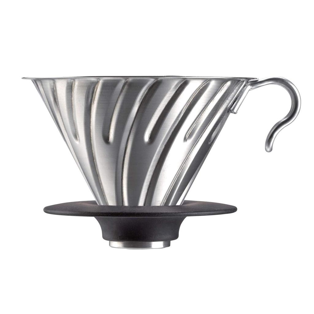 HARIO V60 Metal Dripper, Dishwasher Safe, Silver, 1-4 Cup Capacity, Made In Japan, VDM-02HSV