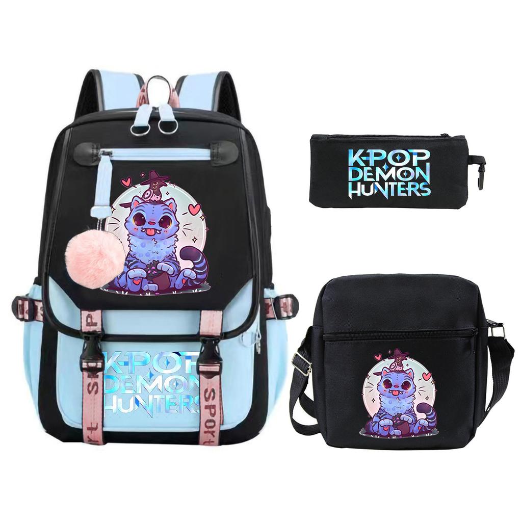 Demon Hunters Peripheral Printing Children's Fashion Backpack Cross-border Large Capacity Primary and Secondary School Student Leisure School Bag Set