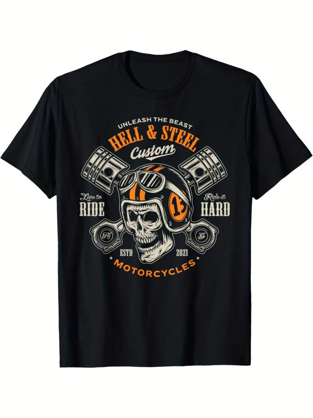 2026 Summer New Unisexs Vintage Motorcycle  TShirt  Streetwear T with Retro Racing Design Black Casual Shirt for Motorcycle Lovers 2XL