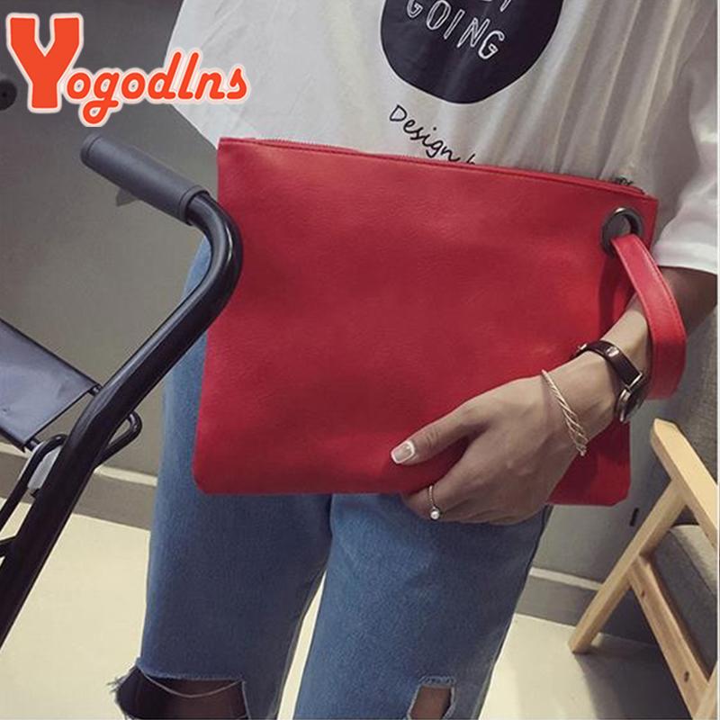 Yogodlns Fashion solid women's clutch bag leather women envelope bag clutch evening bag female Clutches Handbag free shipping