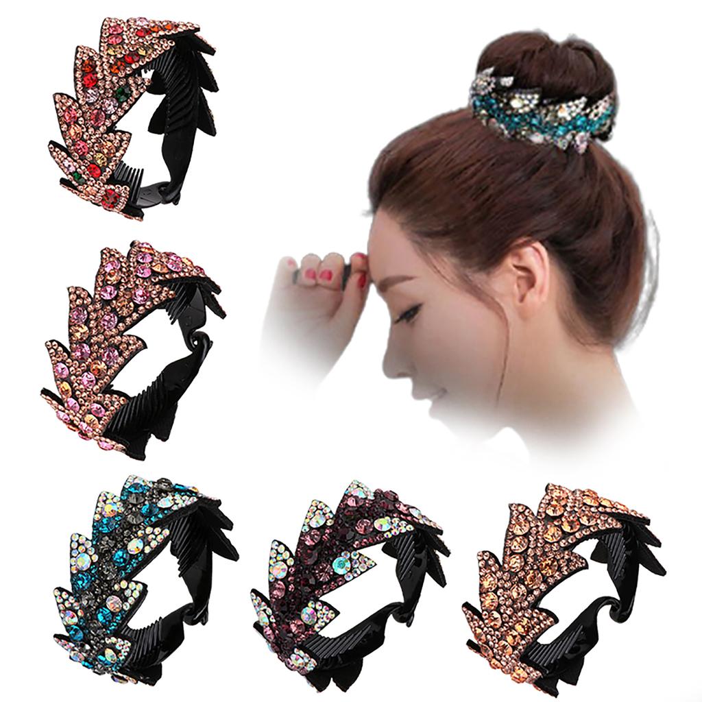Hair Bun Maker Holder Rhinestone Deft Hair Claw Clamps Hairband Strong Bun Must-have Tool Hair Accessories