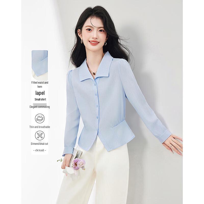 Women s Chic Waist-Cinching Lapel Blouse M