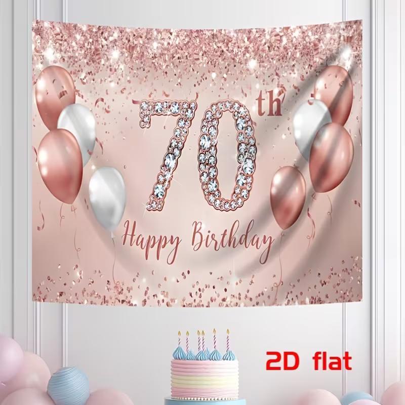 

2D Rose Gold Diamond 70th Birthday Backdrop for Her Birthday Photoshoot 47.2x31.5inch/120*80cm