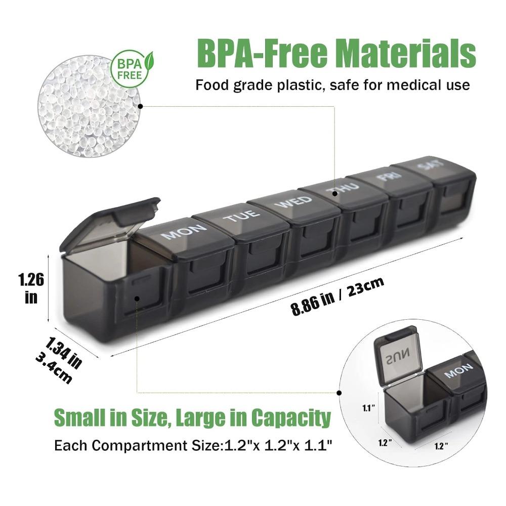 New Premium Weekly Portable Pill Cases 7 Day 7 Grids Pill Organizer Storage Box Container Travel for Medicine Vitamins Fish Oils
