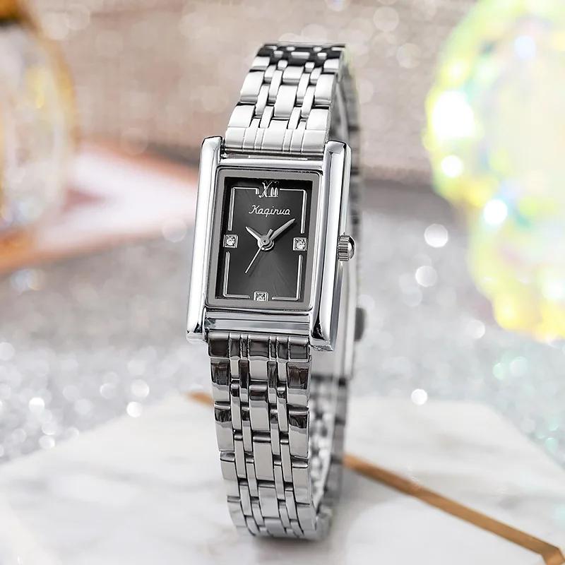 Luxury Brand Rhinestone Square Dial Quartz Watch Fashion Woman Steel Strap Wristwatch Dropshipping Clock Relogio Montre Femme