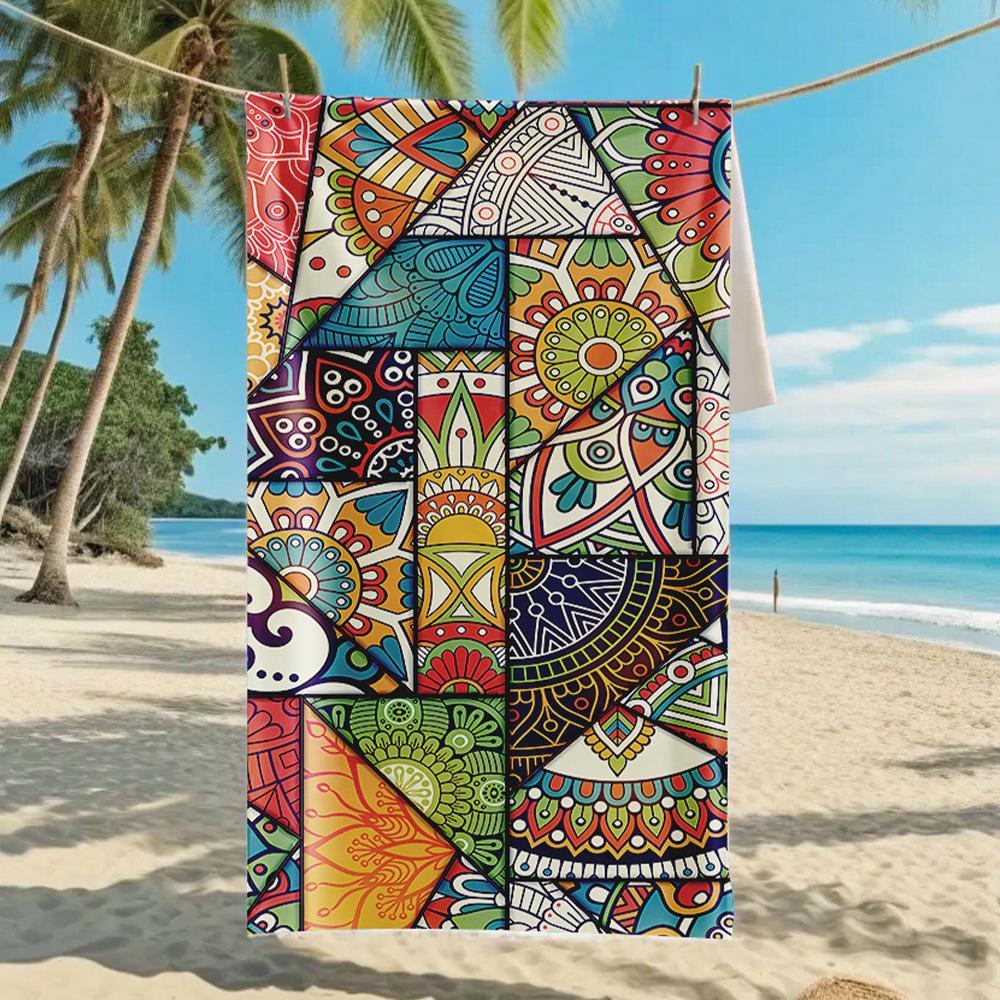 New, Double-sided Velvet Beach Towel Quick-drying Sports Towel Printed Bath Towel