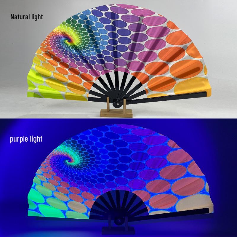 Leuchtender faltbarer Kung-Fu-Party-Fächer mit UV-fluoreszierender Leuchtkraft