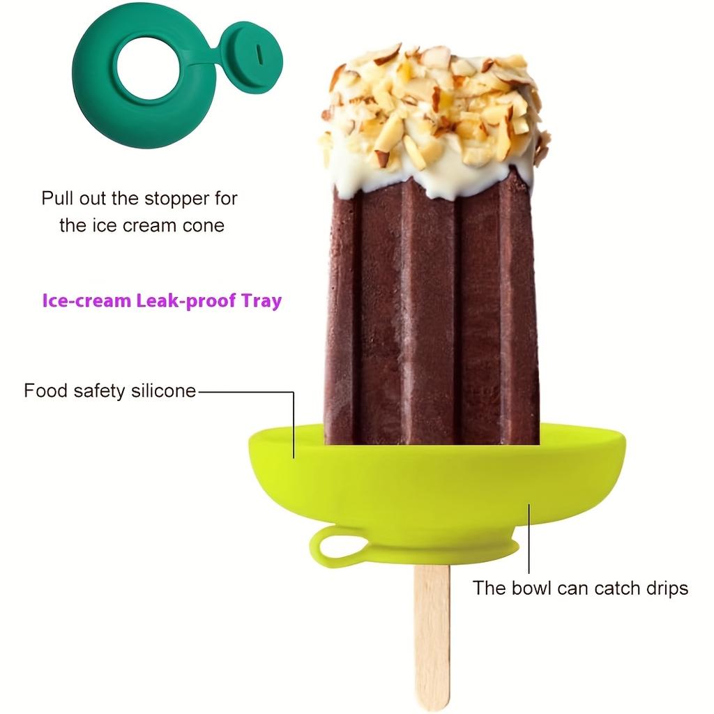 Silicone Leak-Proof Ice Cream - Ice Cream Holder with Drip Lid, Vibrant Color, Portable Molding Tray for Summer Desserts
