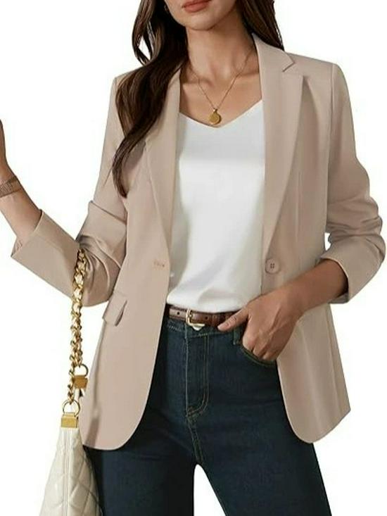 2025 European Slim Fit Women's Solid Color Long Sleeve Single Button Casual Blazer