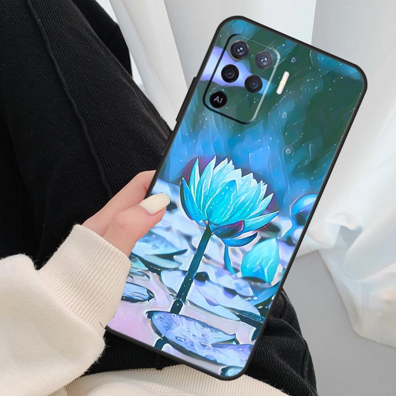 Lotus Flower Case For Oppo A18 A38 A58 A78 A98 A80 A60 A40 A96 A76 A16 A94 A74 A54 A15 A17 A57 A77 A5 Pro