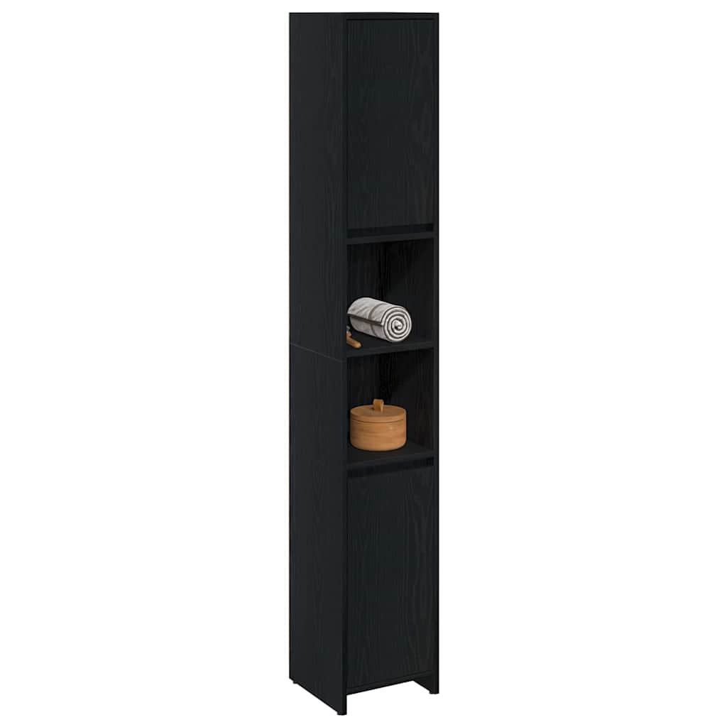 Bathroom Cabinet Black Oak Effect 30 x 30 x 183.5 cm