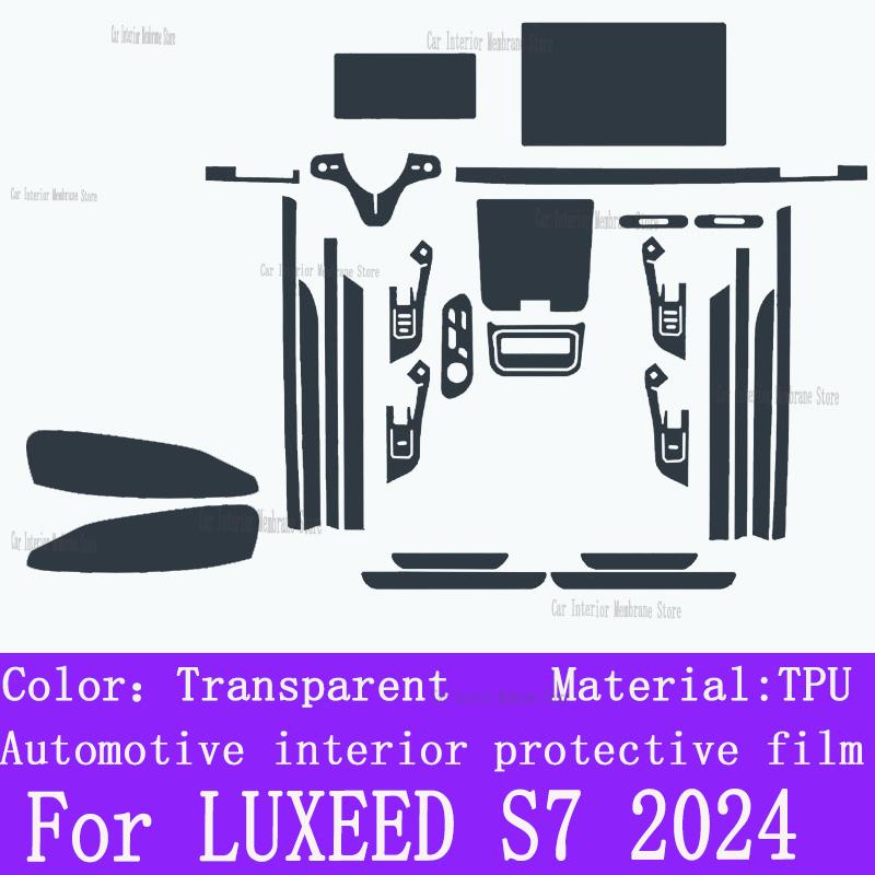 For LUXEED S7 2024 Gearbox Panel Navigation Screen Automotive Interior TPU Protective Film Cover Anti-Scratch Sticker