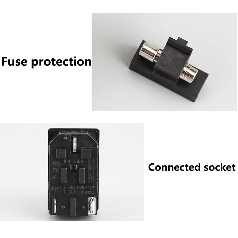 10A 250V Red LED KCD3 Rocker Switch 3 Pins lEC320 C14 Panel Mounted AC Inlet Module Power Socket Connector Plug